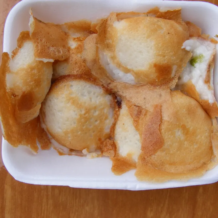 Khanom krok, crispy Thai coconut rice pancakes with soft centers